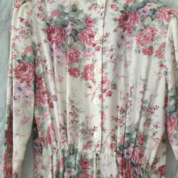 VINTAGE JESSICA  HOWARD  Floral Pastels LONG SLEEVE PLEATED SKIRT BUTTON UP BACK - Picture 5 of 8
